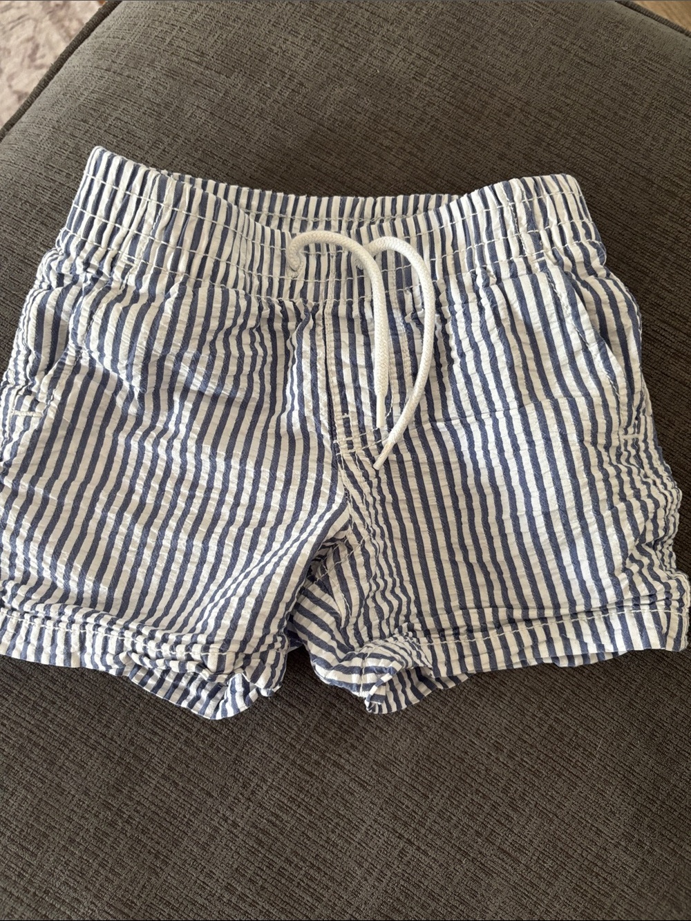 GAP Blue and White seersucker Striped Baby Shorts